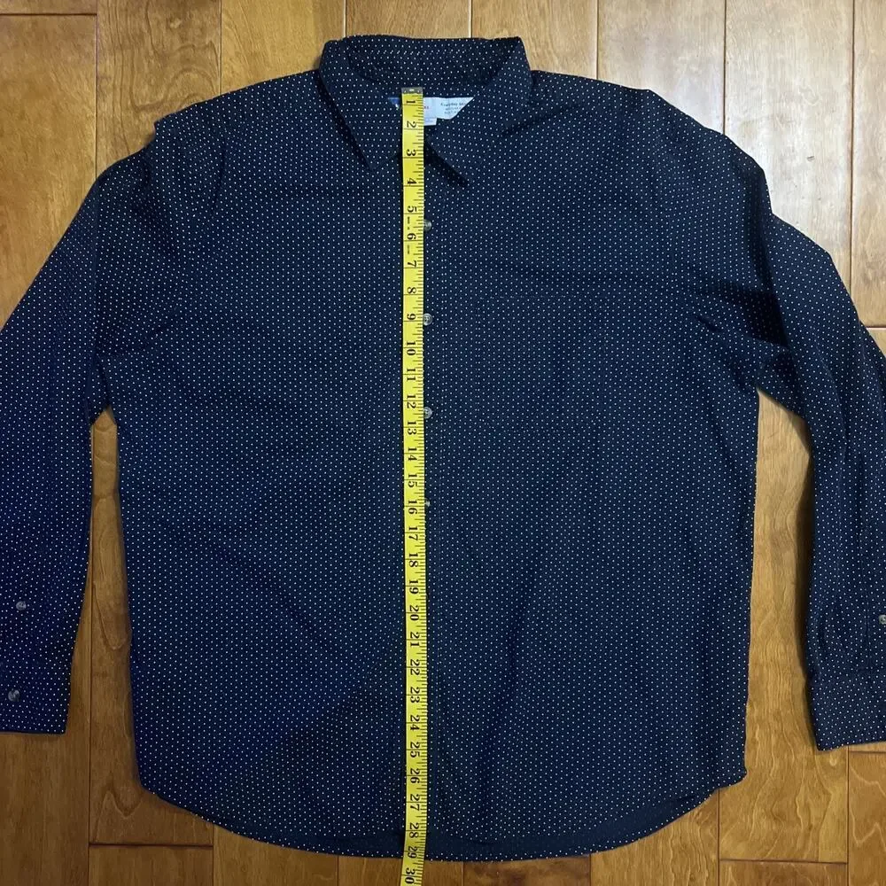 Old Navy Regular Fit Everyday Shirt Size XL Navy Blue Long Sleeve Flex Cotton - Picture 6 of 10